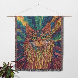 Colorful Cat Woven Blanket