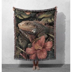Tropical Iguana Woven Blanket