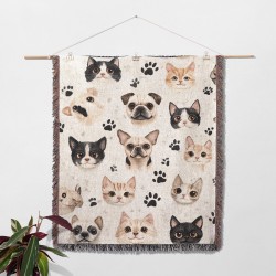 Cats & Dogs Faces Woven...
