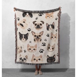Cats & Dogs Faces Woven...