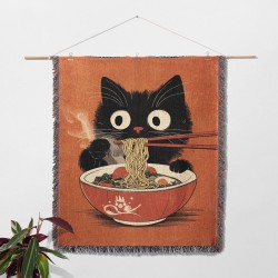 Noodle Cat Woven Blanket