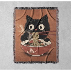 Noodle Cat Woven Blanket