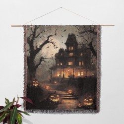 Haunted House Woven Blanket