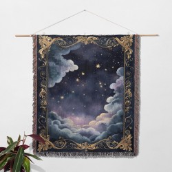 Starry Night Sky Woven Blanket
