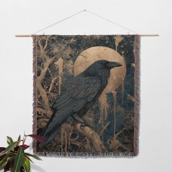 Moonlit Raven Woven Blanket