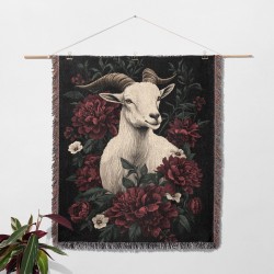 Floral Goat Woven Blanket