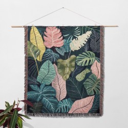 Tropical Leaves Woven Blanket